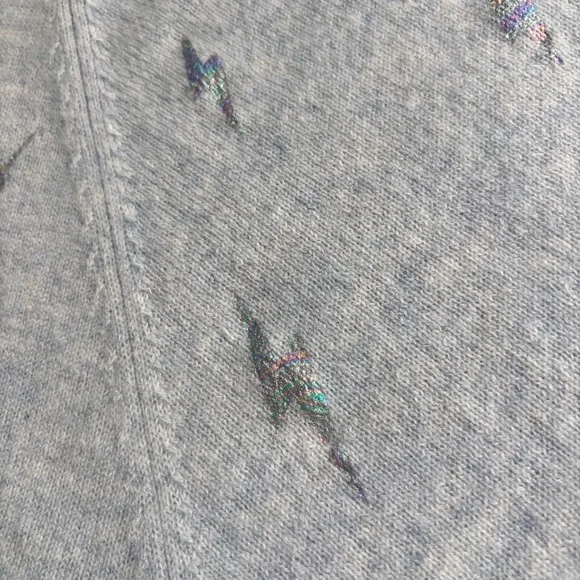 Brodie 100 % cashmere lightning Bolt iridescent jumper sweater Sz S celestial - Picture 6 of 10